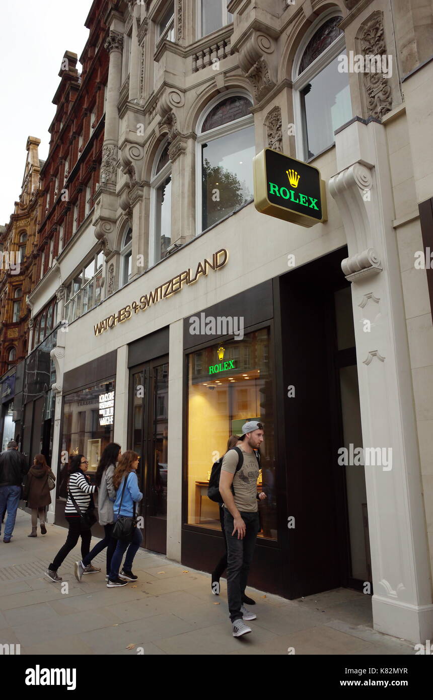 Uhren & Schweiz store in Knightsbridge, London, England, Großbritannien Stockfoto