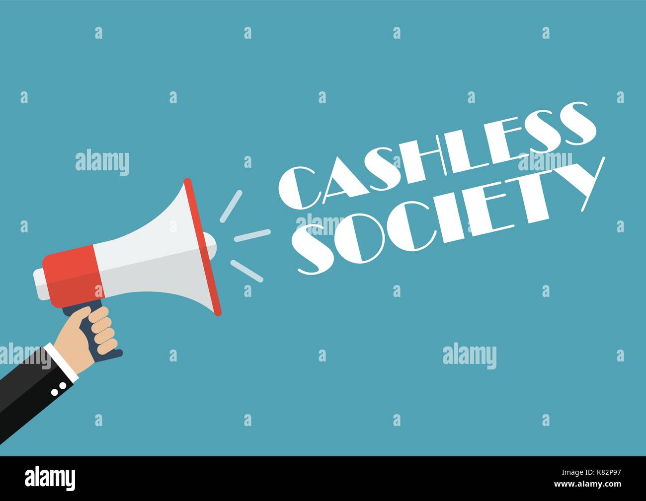 Hand Megaphon mit Wort bargeldlosen Gesellschaft. Vector Illustration Stock Vektor