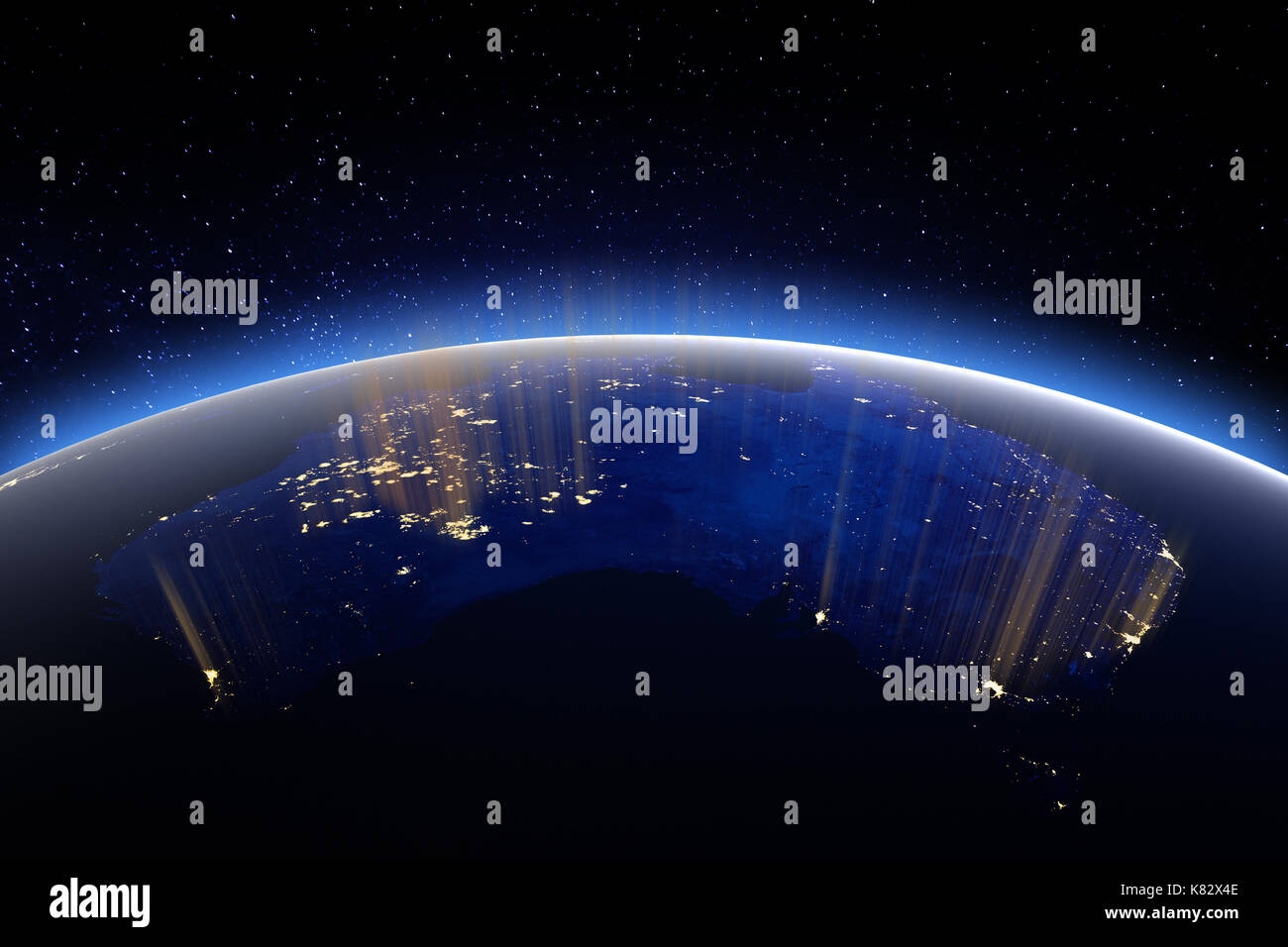 Erde bei Nacht. 3D-Rendering Stockfoto