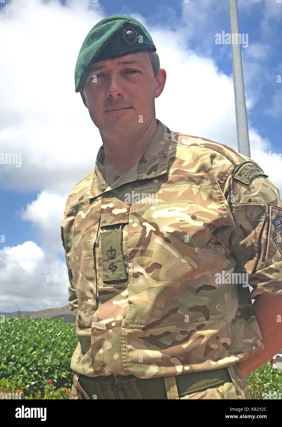 Lt Col Paul Maynard der kommandierende Offizier von 40 Commando Royal Marines auf der Insel Tortola, British Virgin Islands. Stockfoto