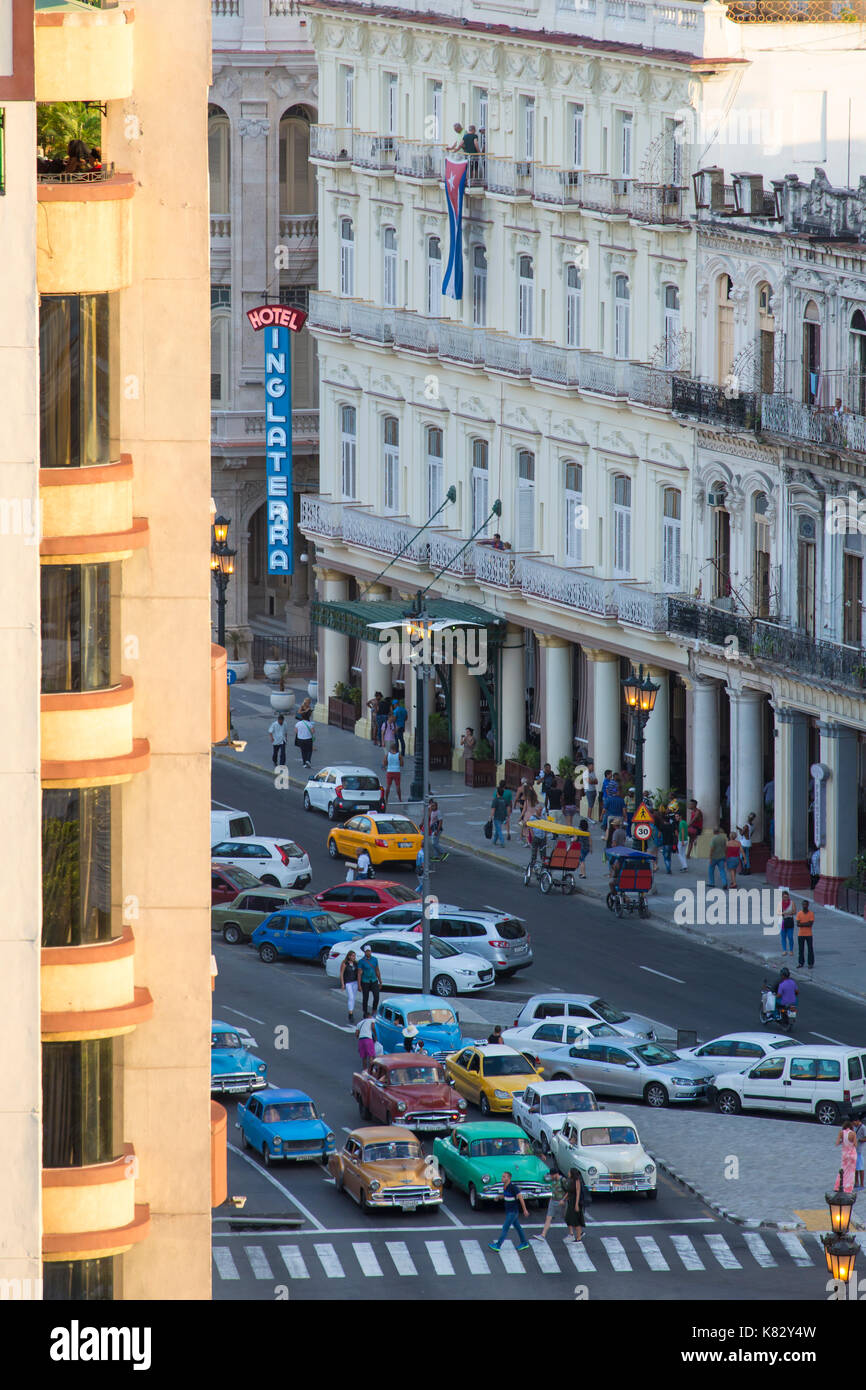Architektur von einem erhöhten Blick in der Nähe des Malecon, Havanna, Kuba Stockfoto