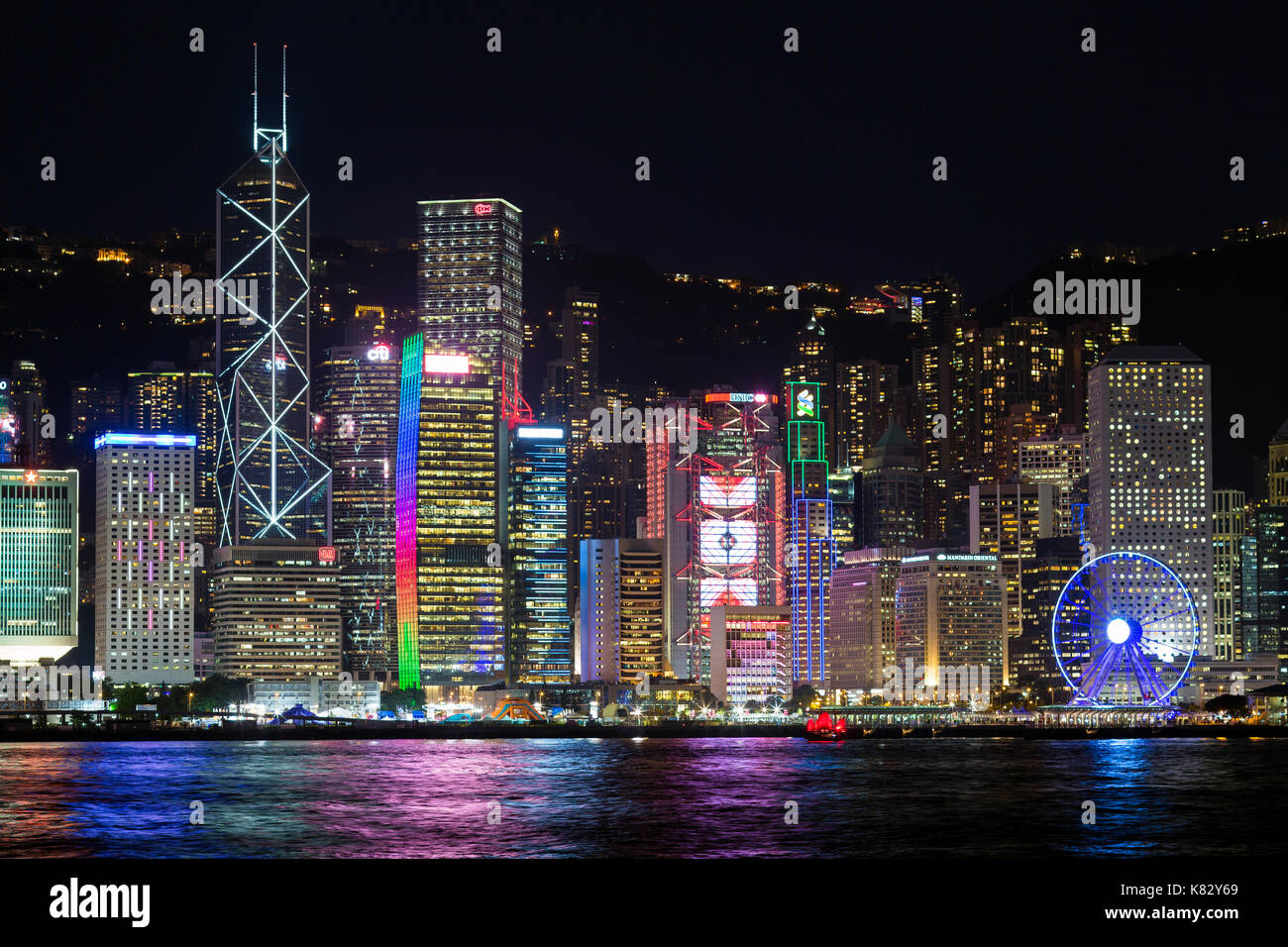 Hong Kong Skyline vom Kowloon Seite des Hafens, Hongkong, China, Asien Stockfoto