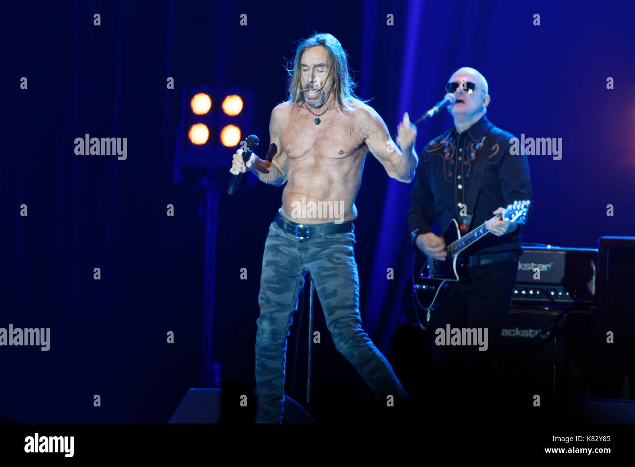 La Courneuve, Frankreich. September 2017. Iggy Pop tritt bei der 82. Ausgabe des Fête de l'humanité am 16. September 2017 in La Courneuve auf. Stockfoto