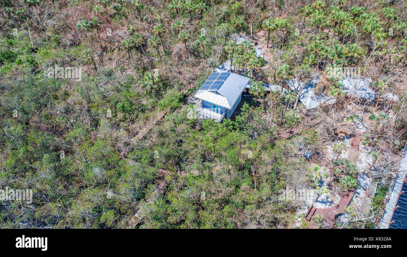 Luftaufnahmen von Hurrikan Irma Schäden in Naples Florida Südwesten Florida entlang der Küste. Stockfoto