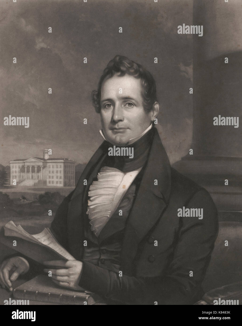 Thaddeus Stevens, Brustbild, nach vorne, halten Vorträge in der linken Hand, ruht auf Buch, ca. 1838 Stockfoto