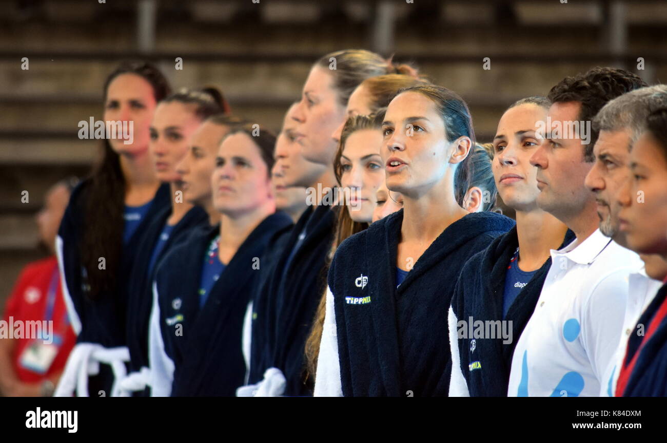 Budapest, Ungarn 16.Juli 2017. Ungarische Frauen wasserball Team die