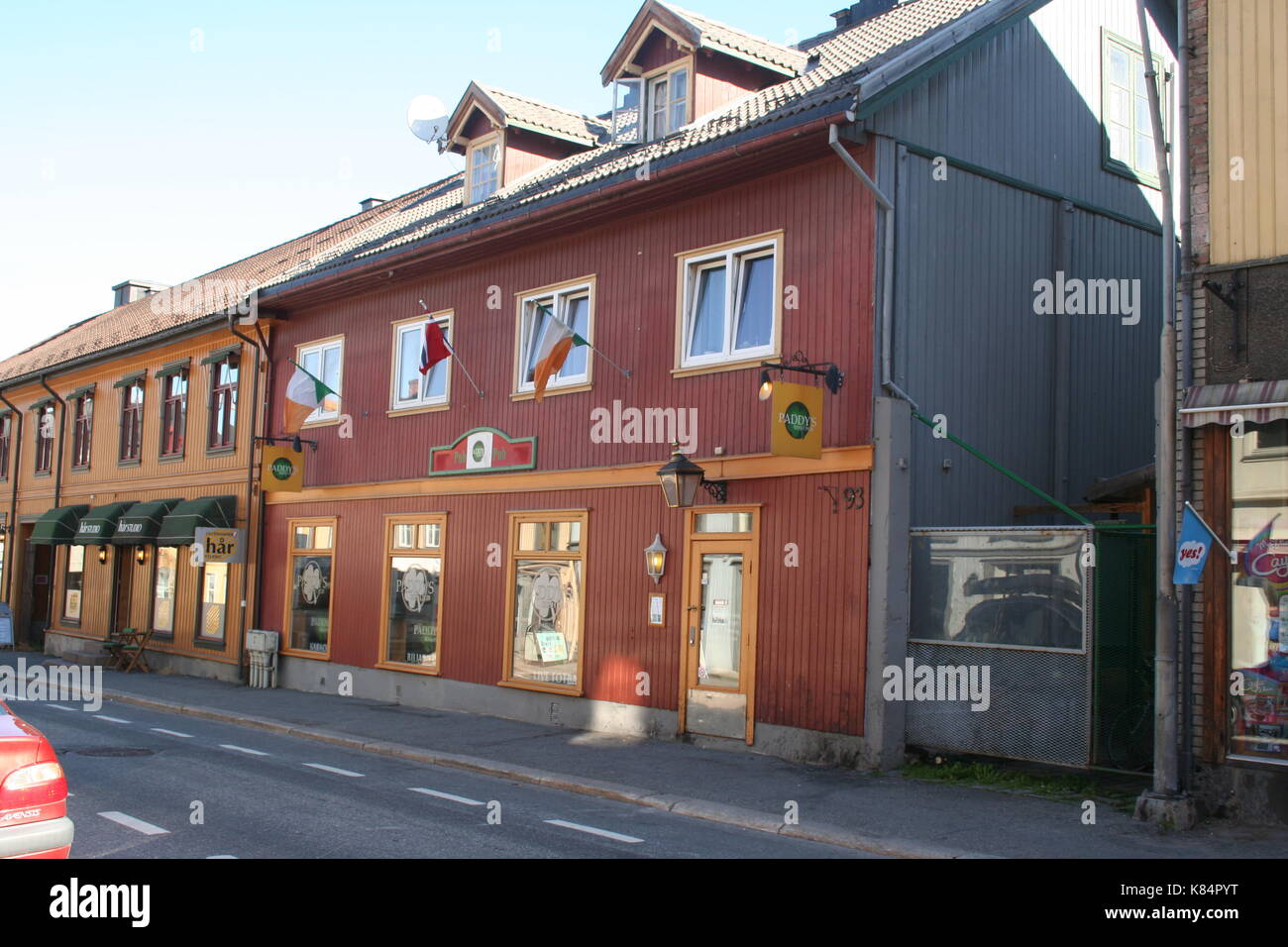 Alte hölzerne Stadthaus in Lillehammer Stockfoto