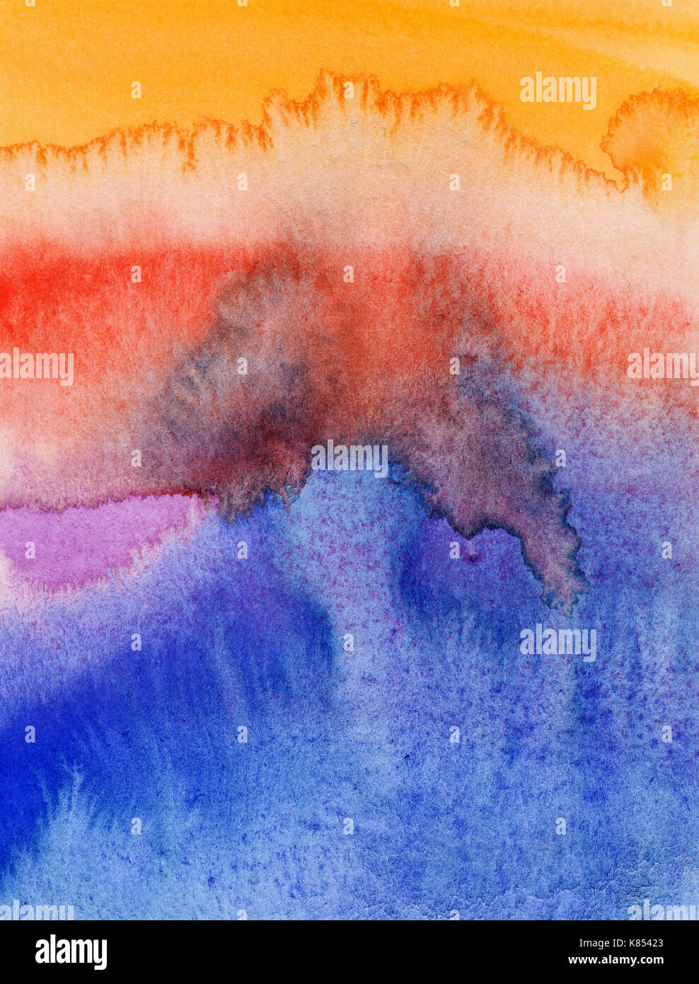 Abstraktes Muster des fließenden Wassers Farben auf Papier Stockfoto