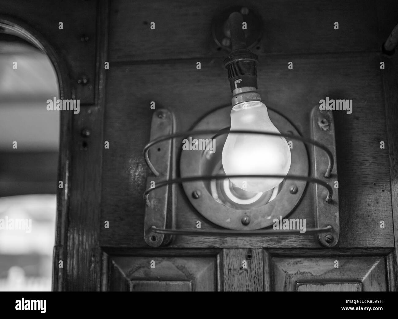 Lichter auf Manx elektrische Straßenbahn Stockfoto