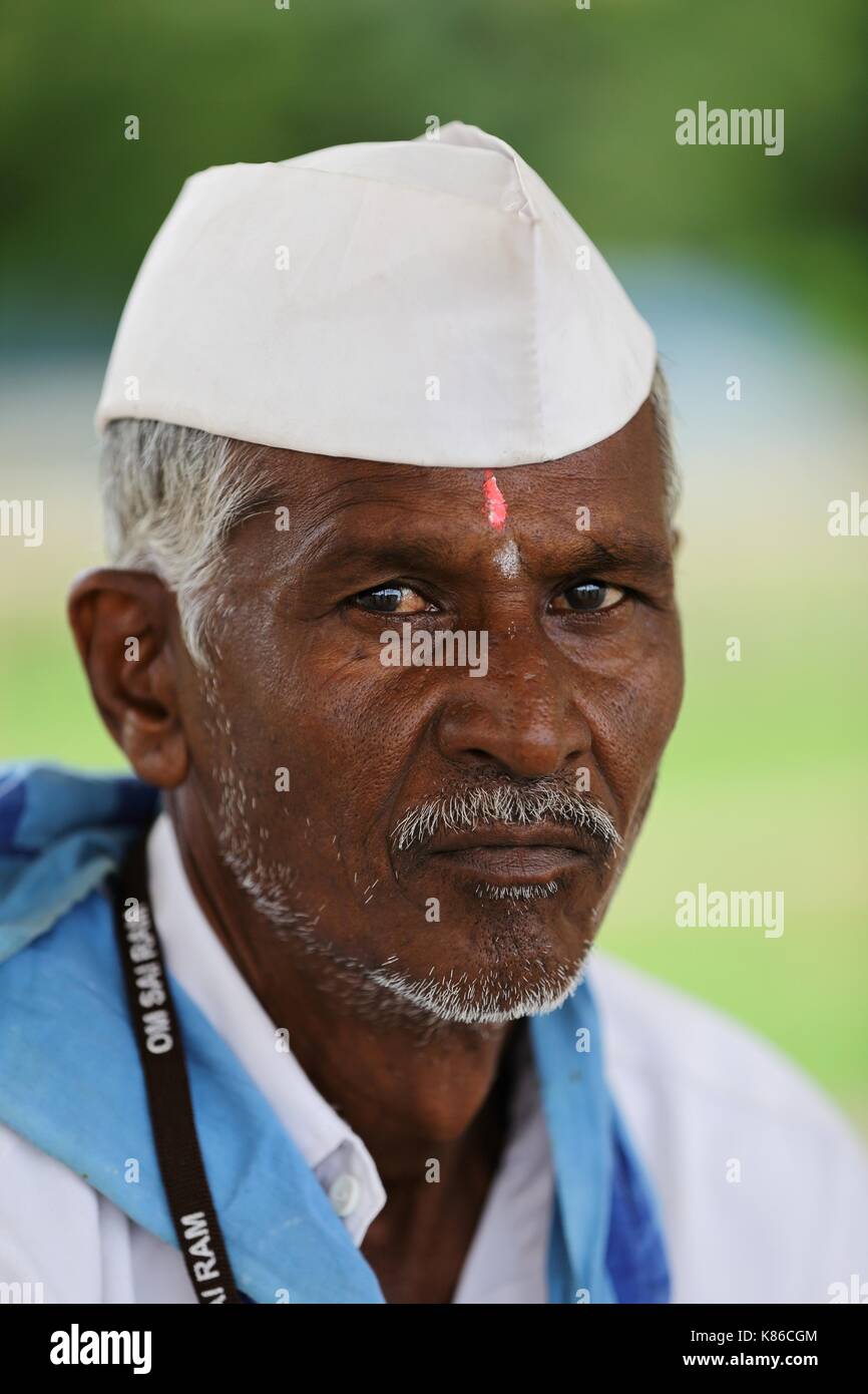 Sevadal am Sai Baba Ashram Stockfoto
