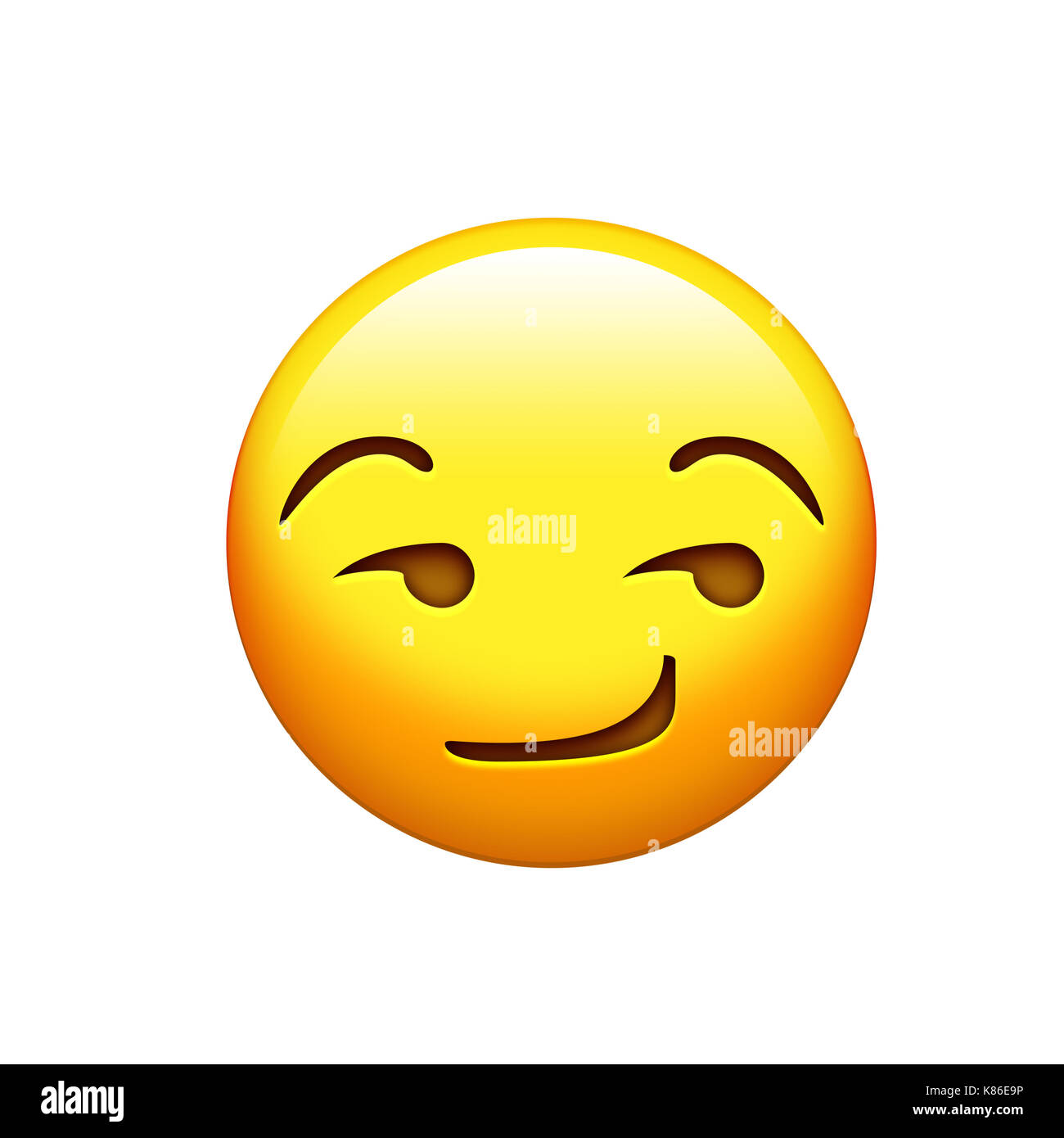 Die isolierten gelb finsteren Lächeln Gesicht Symbol Stockfoto