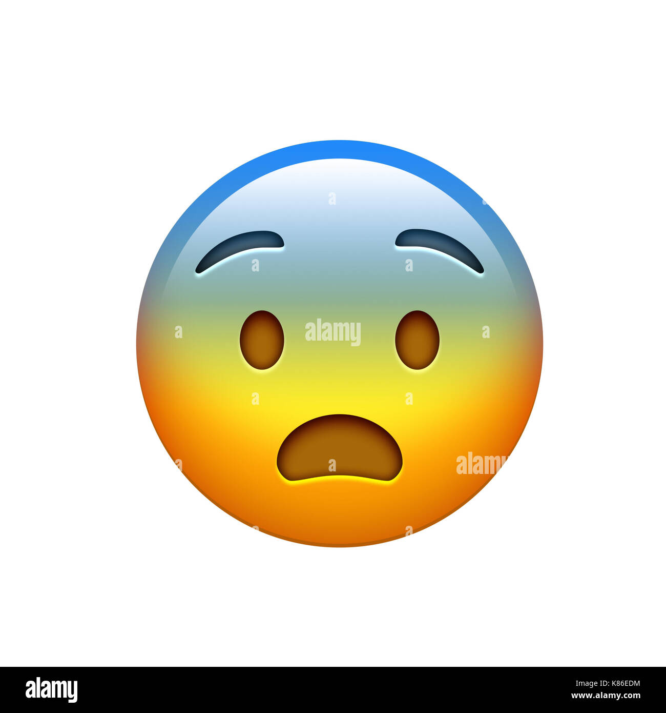 Die emoji gelb Kopfschmerzen spooky Gesicht Symbol Stockfoto