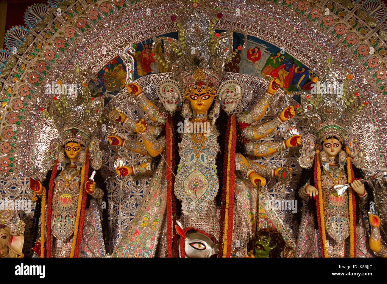 Statue von Durga Maa Durga Puja Festival in Delhi, Indien Stockfoto