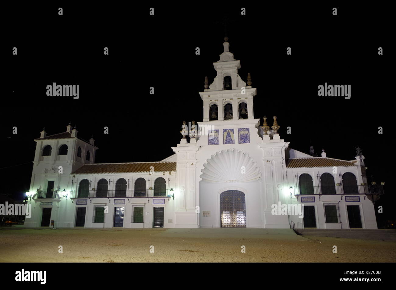 Kirche der Jungfrau von El Rocio. Andalusien, Spanien Stockfoto