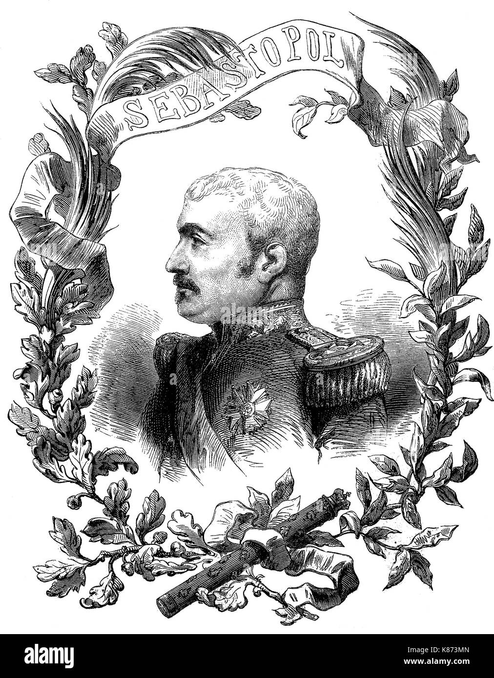 Aimable-Jean-Jacques Pélissier, 1. Duc de Malakoff, 1794 - 1864, war ein Marschall von Frankreich, Krimkrieg, Digital verbesserte Reproduktion einer Vorlage woodprint aus dem 19. Jahrhundert Stockfoto