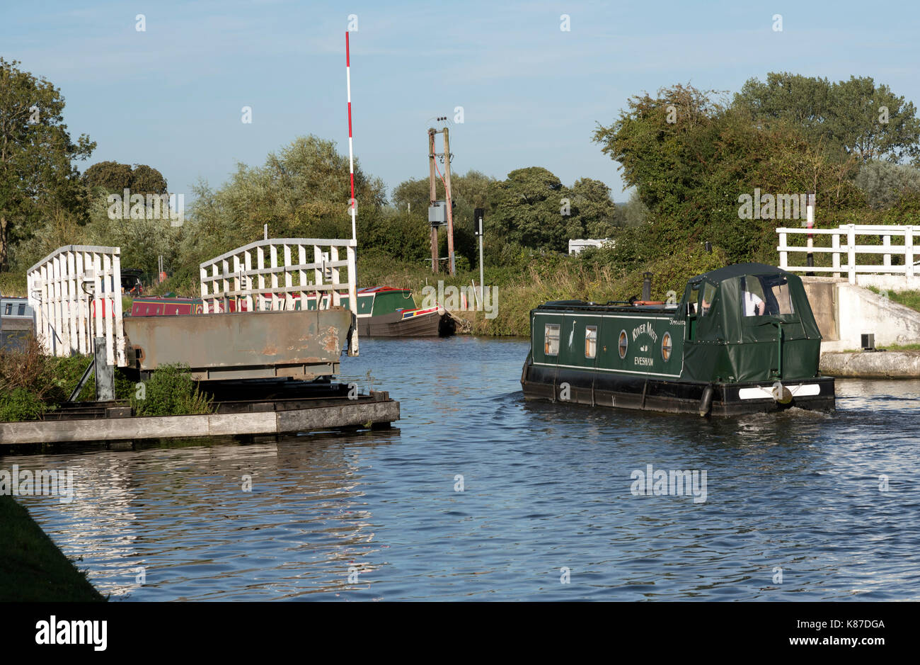 Sandfield Swing Bridge bei Saul Kreuzung Gloucester & Schärfe Kanal in Gloucestershire, Großbritannien Stockfoto