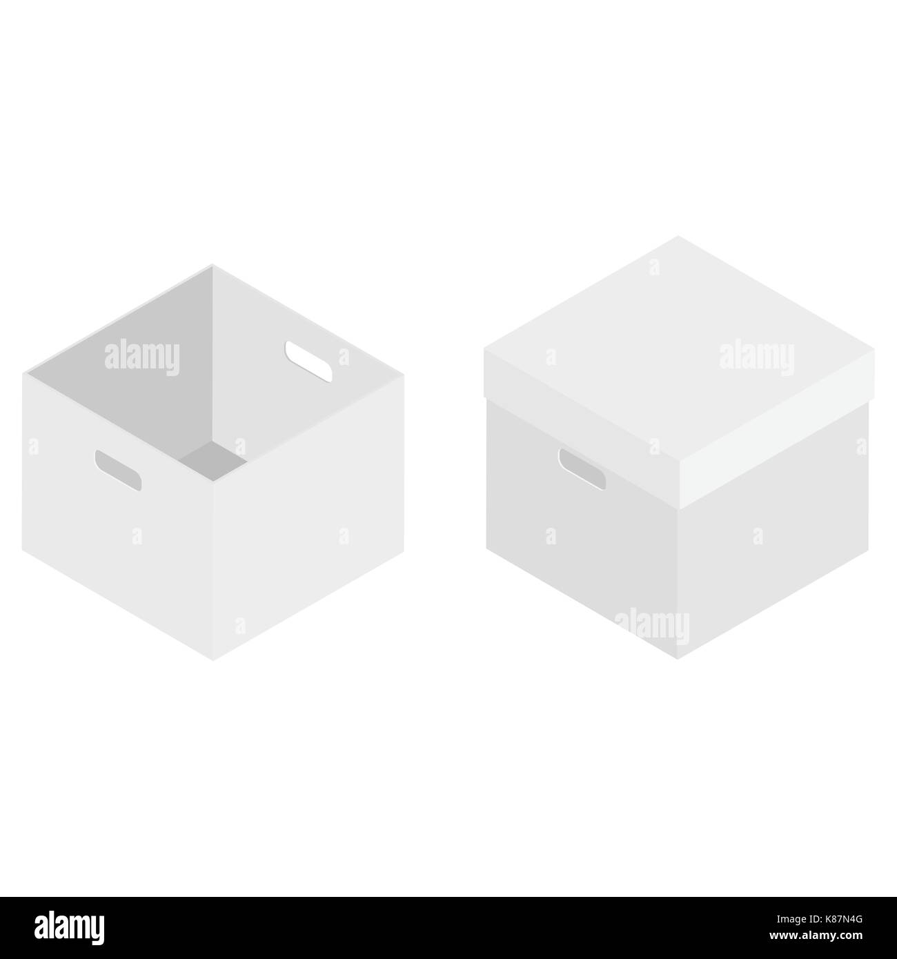 Vector Illustration collection, Set brown box Verpackung recycelt werden. Karton mockup eingestellt. Realistische Abbildung von 10 Karton mockups für das Web. Stock Vektor