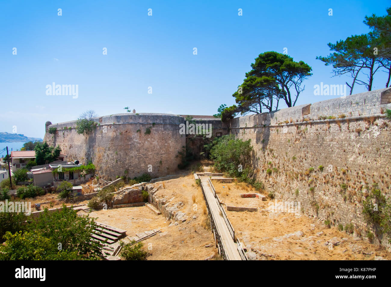St. Lucas Bastion am südwestlichen Ende der Venezianischen Festung (Fortezza). Rethymno, Kreta, Griechenland Stockfoto