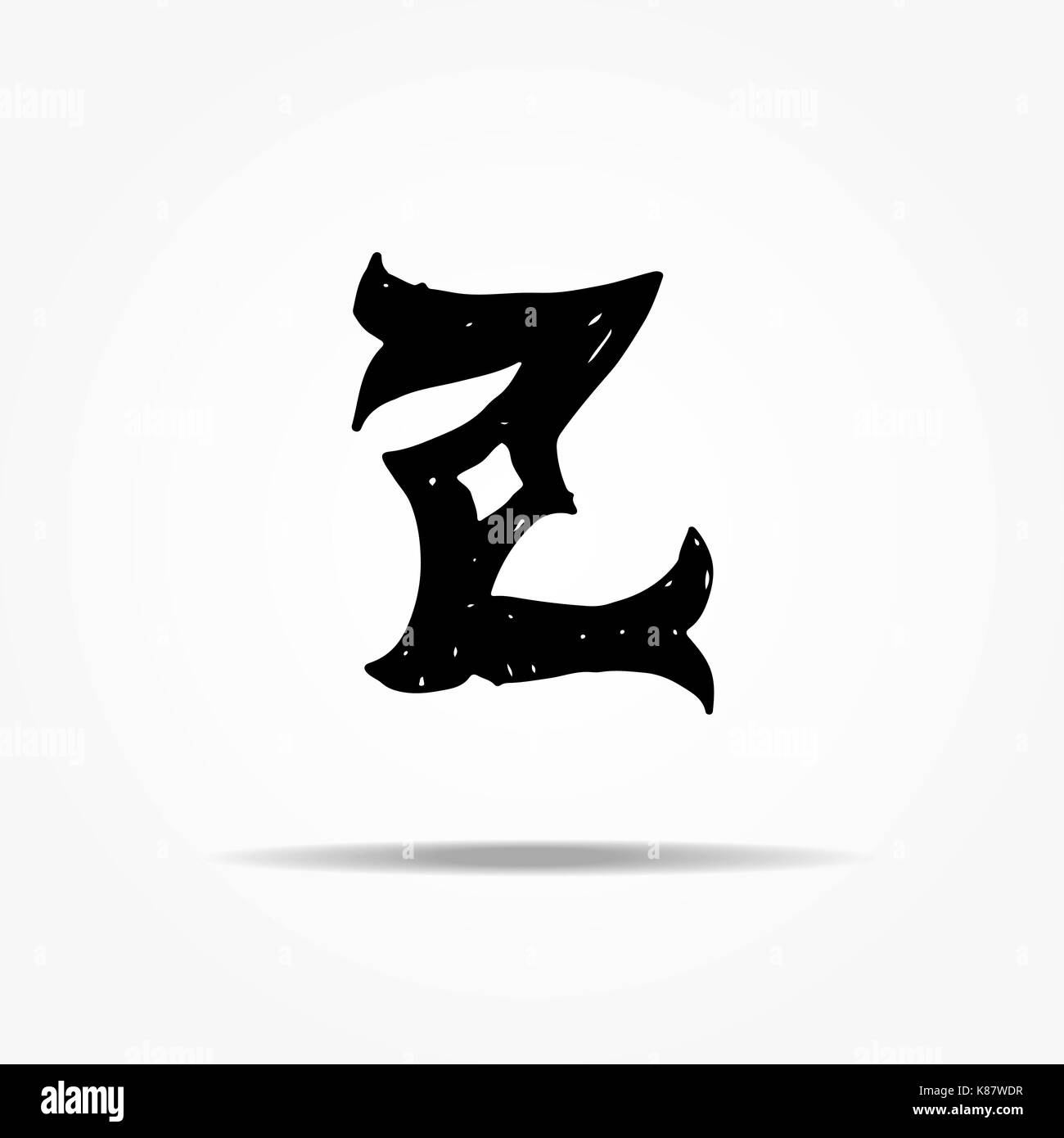 Antike Buchstaben Z. Vintage hand Gothic font Western Vektor grunge gezeichnet Schriftzug. Vector Illustration. Stock Vektor