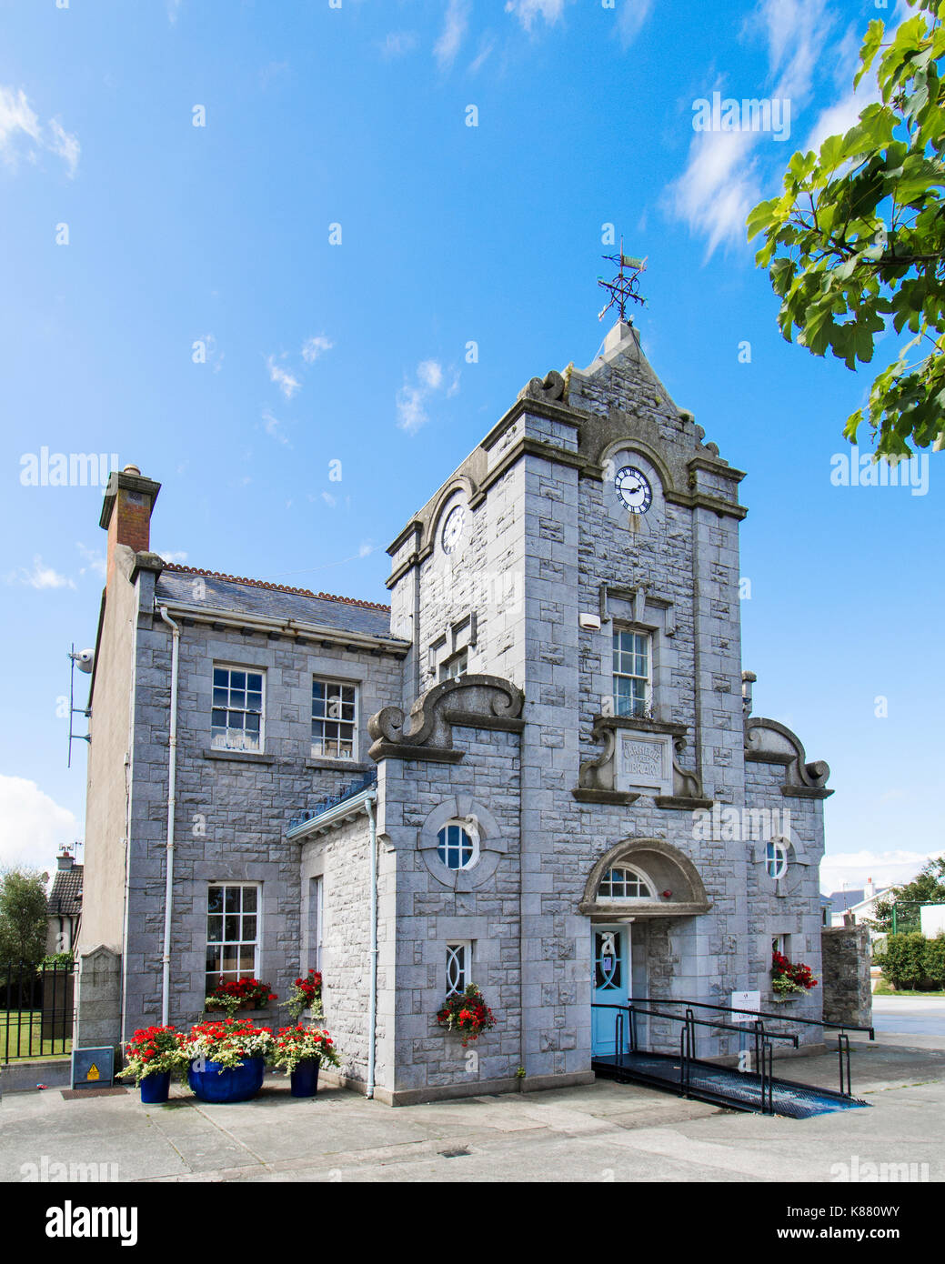 Außenansicht des Carnegie freie Bibliothek in Skerries, County Dublin, Irland Stockfoto