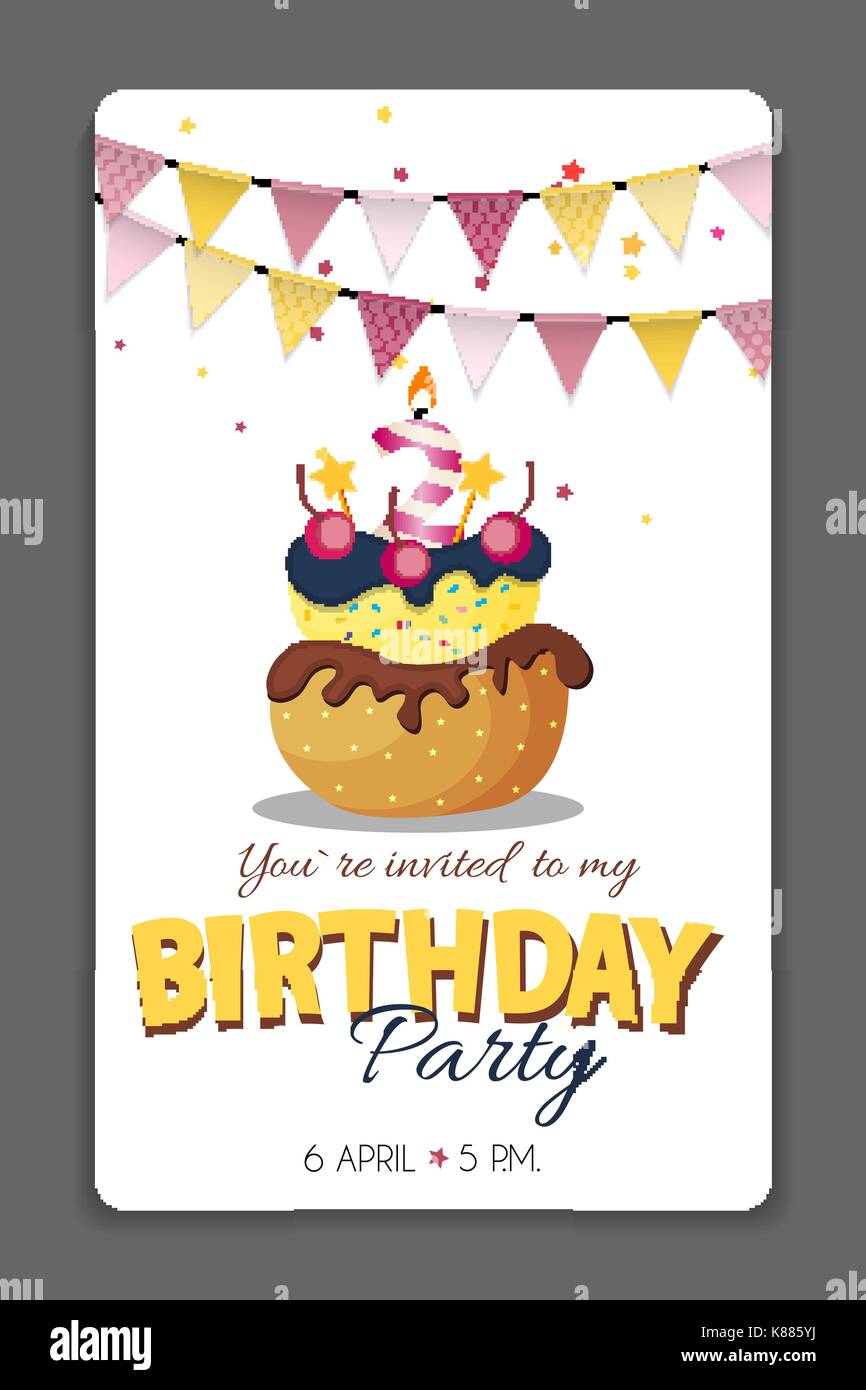 Geburtstag Einladungskarte Vorlage Vector Illustration Stock Vektor