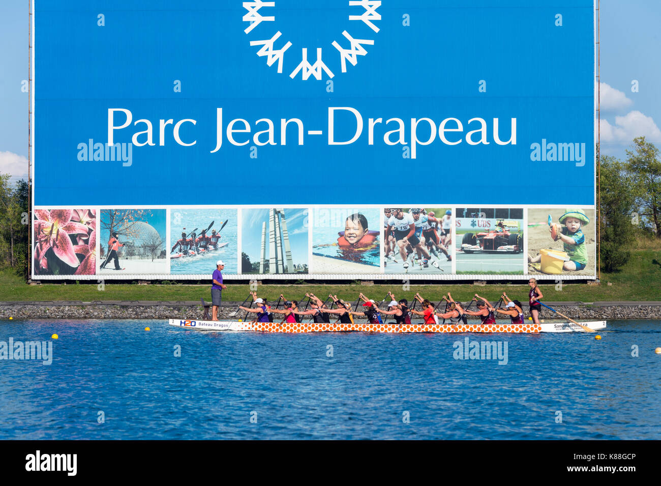 Montreal, CA - 17. September 2017: H2O Drachenboot Team Training in Montreal olympischen Becken Stockfoto