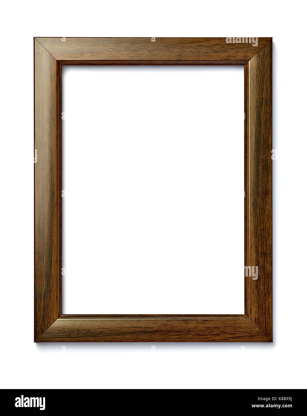 Nahaufnahme einer alten Holzrahmen auf weißem Hintergrund Stockfoto