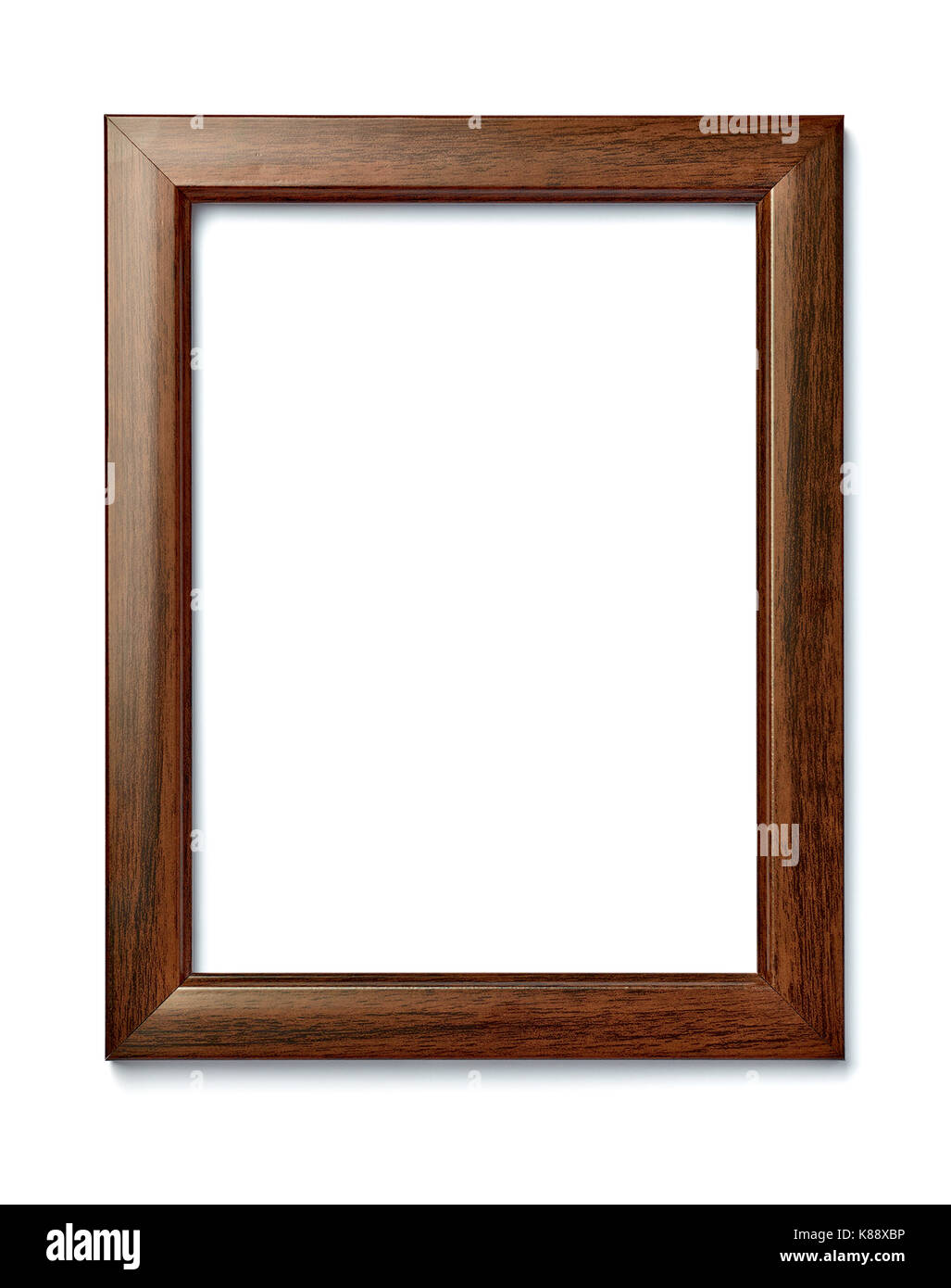 Nahaufnahme einer alten Holzrahmen auf weißem Hintergrund Stockfoto