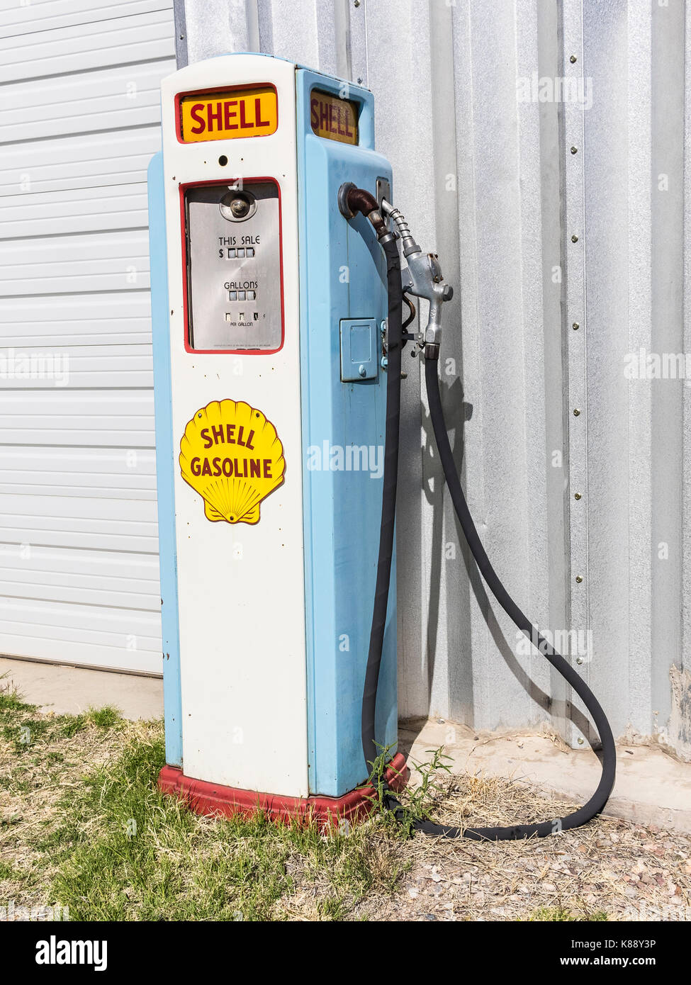 Shell Benzin pumpe. Stockfoto