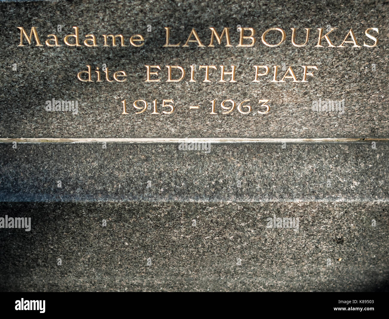 Grab von französischen Sänger Édith Piaf in Friedhof Père Lachaise, Paris, Frankreich. Stockfoto