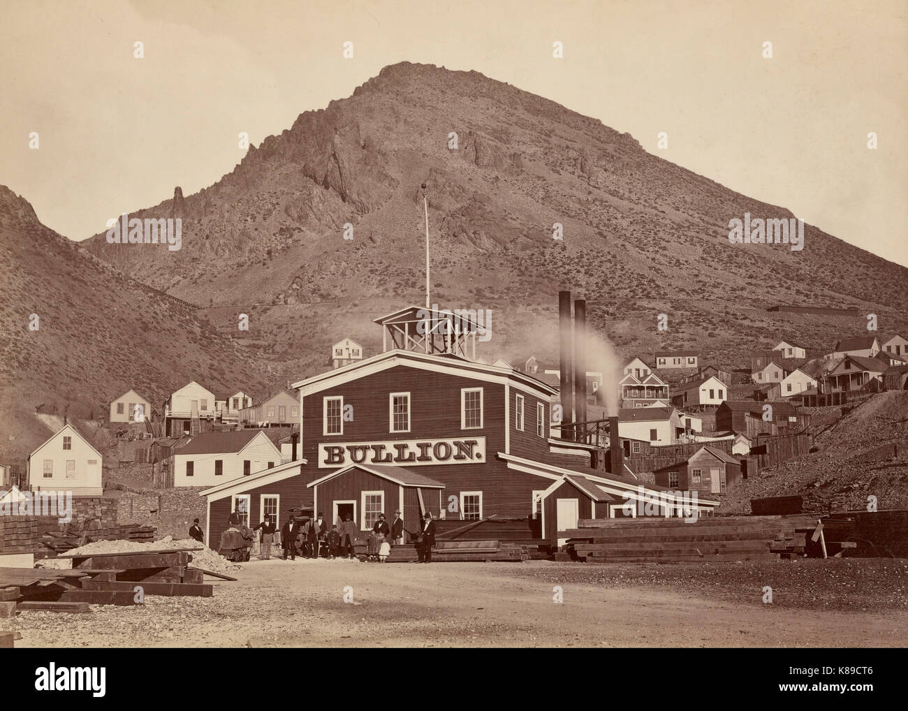 Die Bullion Mine, Virginia City, Nevada - Carleton Watkins - ca. 1876 Stockfoto