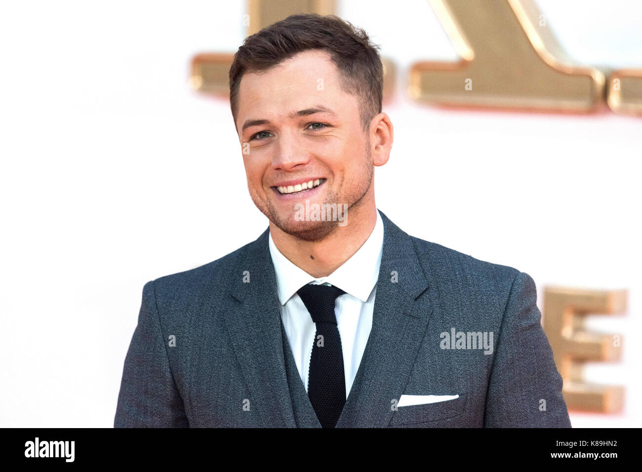 London, Großbritannien. 18 Sep, 2017. Taron Egerton besucht die KIngsman: Der goldene Kreis Welt Film Premiere Credit: ZUMA Press, Inc./Alamy leben Nachrichten Stockfoto