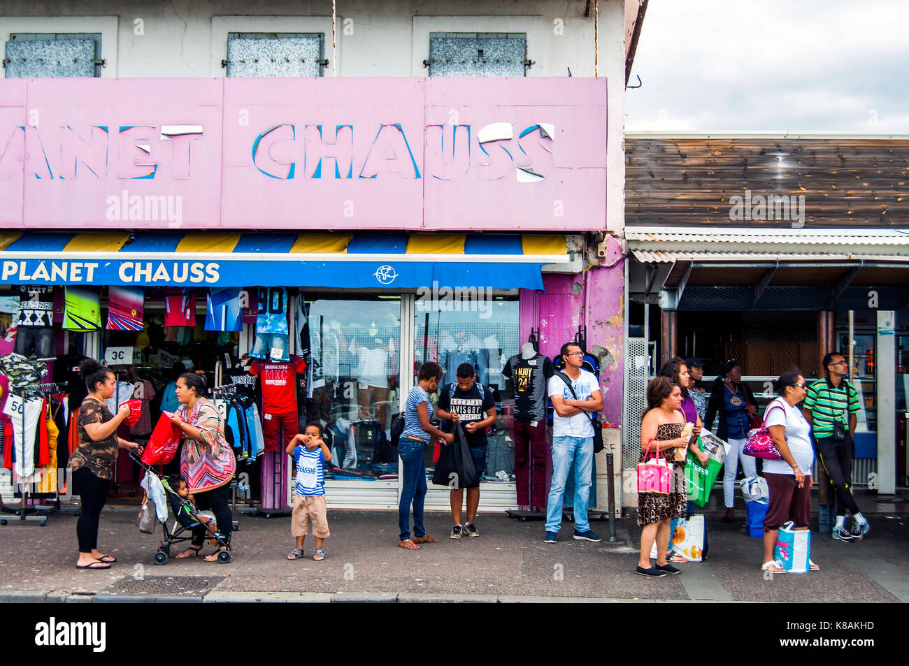 Street Scene, Rue Marechal Leclerc, St. Denis, La Réunion Stockfoto