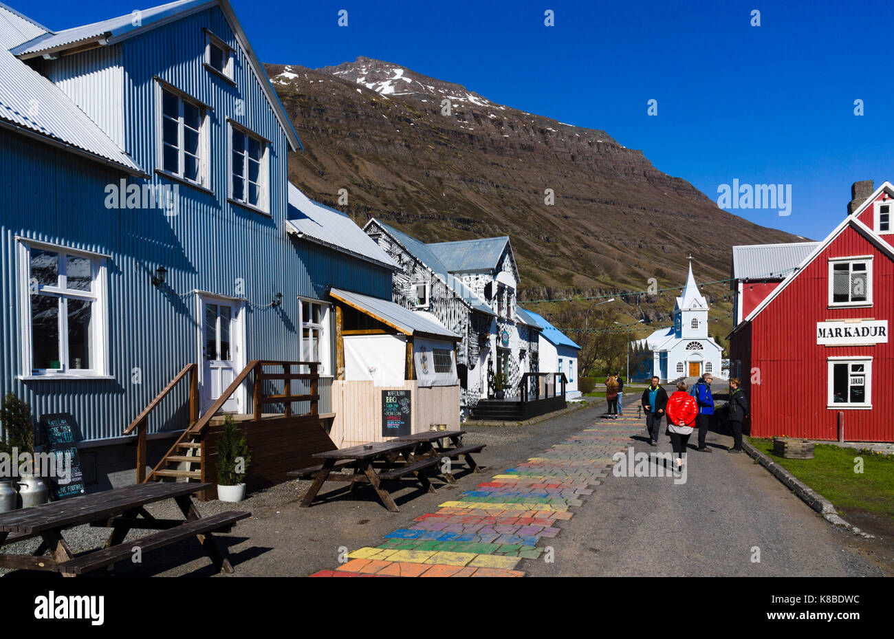 Seyðisfjörður, Ostfjorde, Island Stockfoto