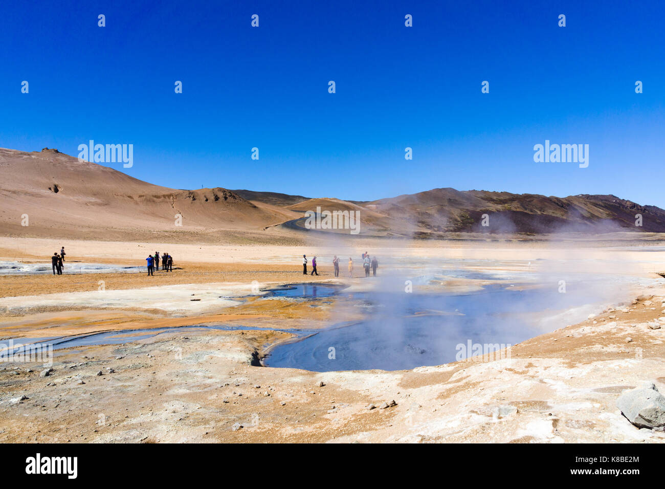 Námafjall Hverir Geothermiegebiet, Island Stockfoto