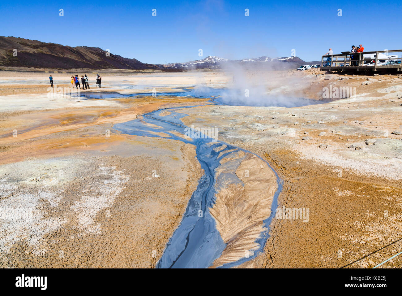 Námafjall Hverir Geothermiegebiet, Island Stockfoto