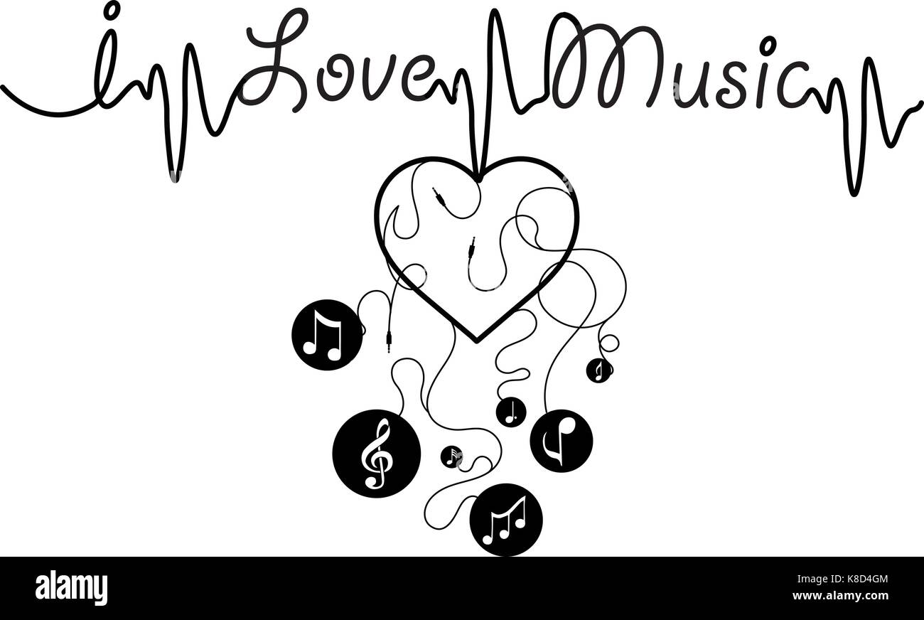 Ich liebe Musik - Vektorgrafik drucken für t-shirt. Stock Vektor