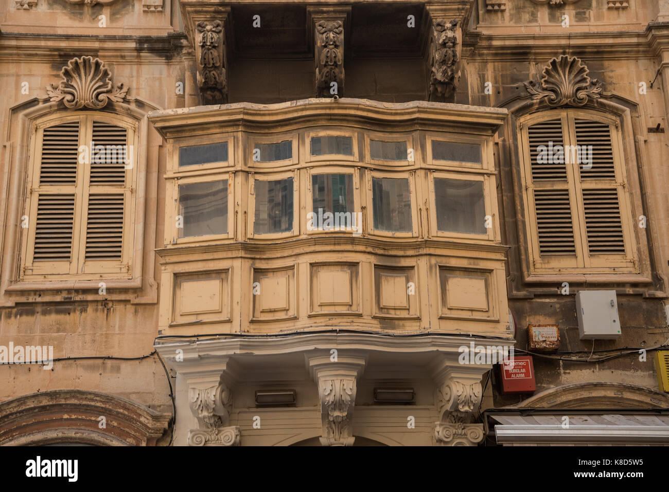 Balkon in Valletta Malta Stockfoto