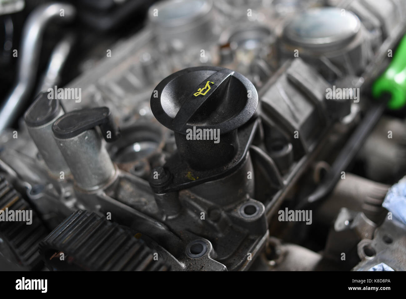 Ford Focus Öl in den Motor Stockfoto