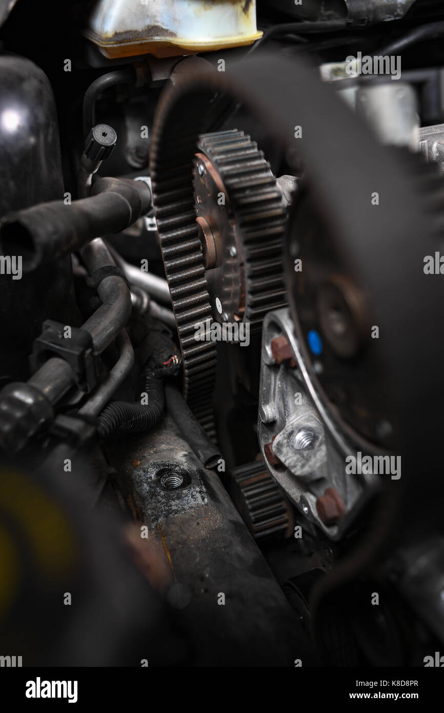 Ein cambelt aus einem Ford Focus RS entfernt Stockfoto