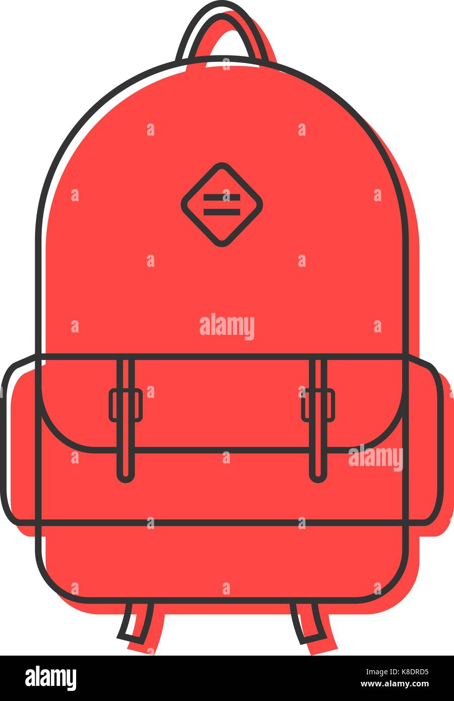 Red Rucksack dünne Linie Symbol Stock Vektor