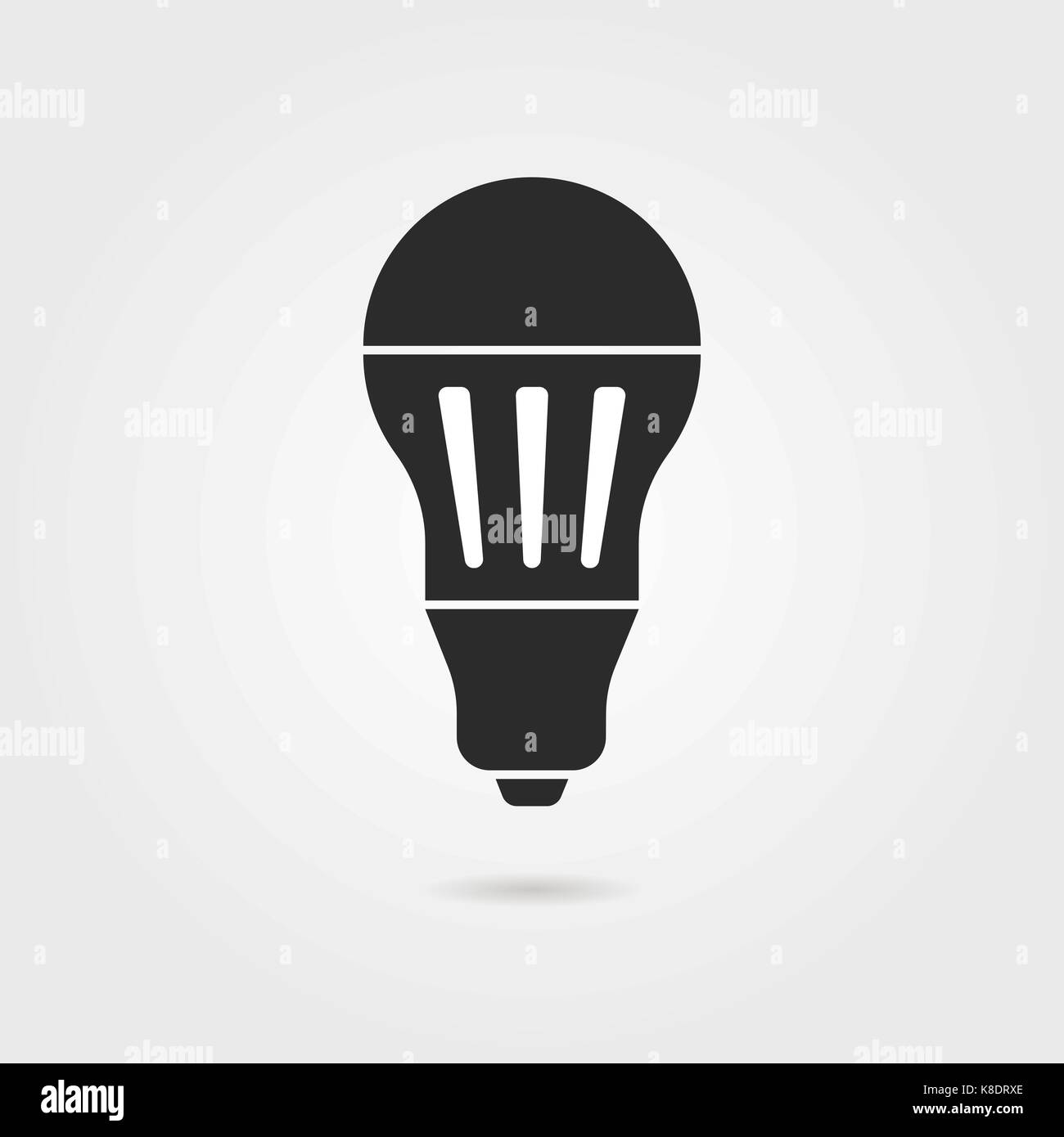 Schwarze LED-Lampe Symbol mit Schatten Stock Vektor