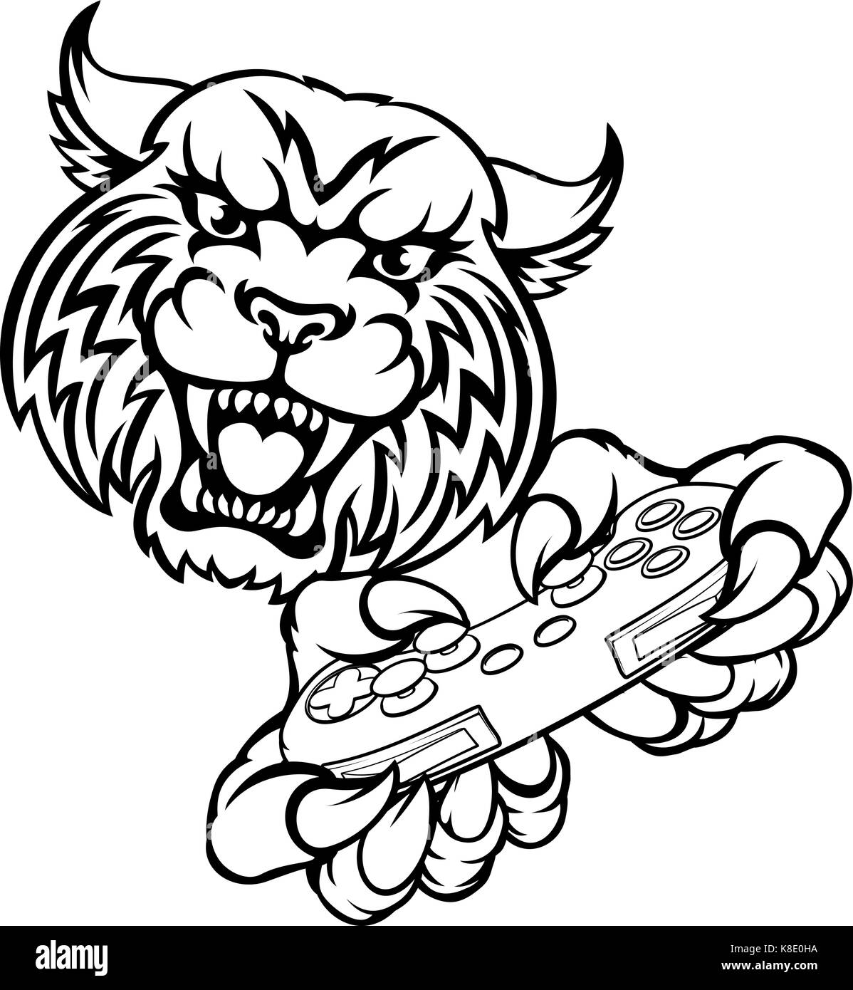 Wildcat Gamer Maskottchen Stock Vektor