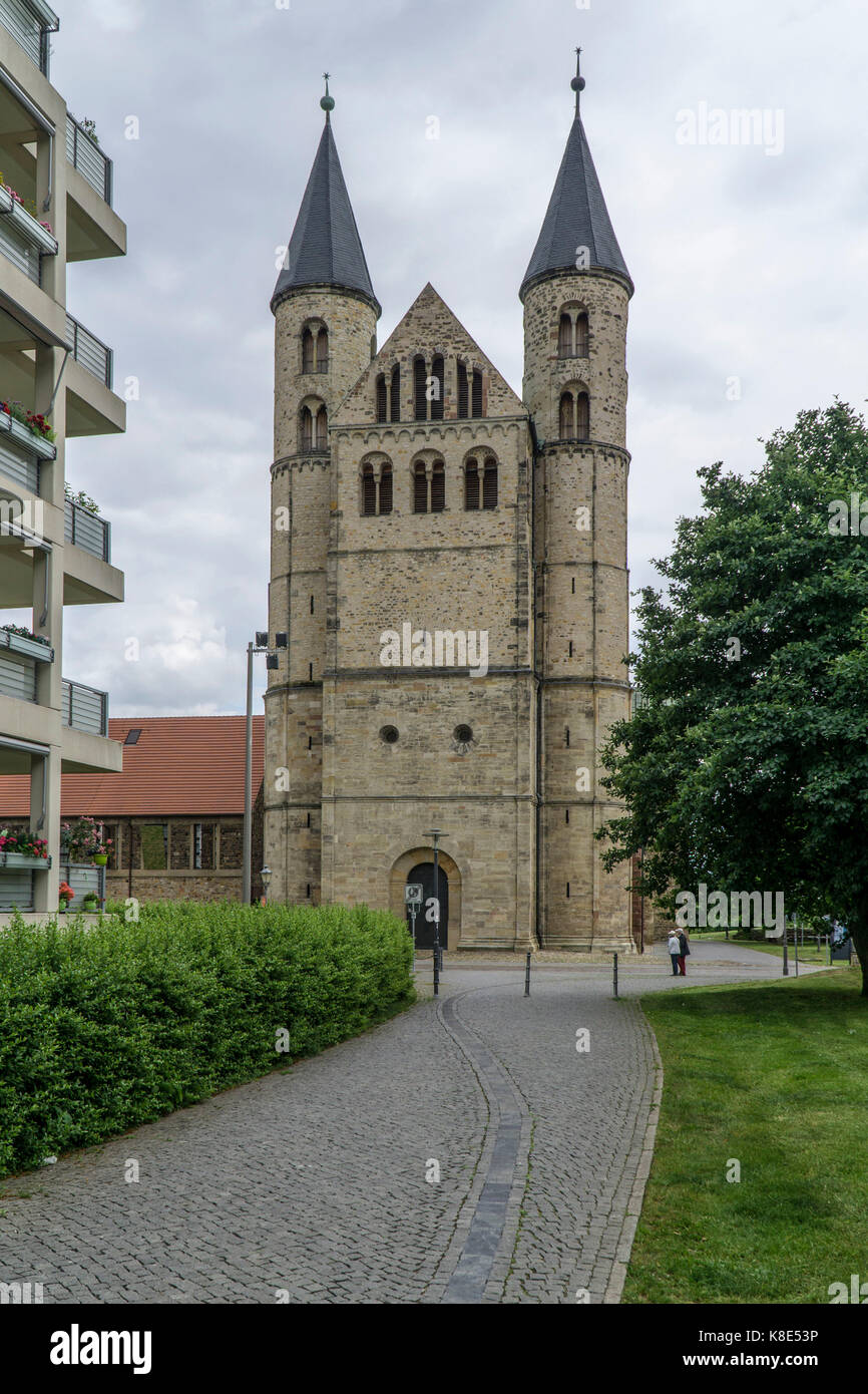 Magdeburg, das romanische Münster Unsere Gesegnete Damen, romanische Klosterkirche Unser Lieben Frauen Stockfoto