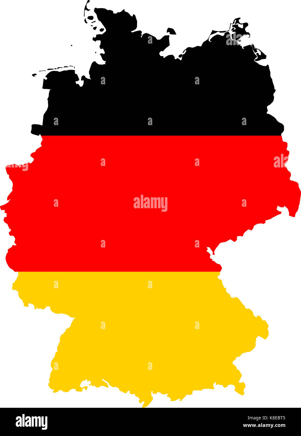 Karte von Deutschland mit den Farben der deutschen Flagge Stockfoto