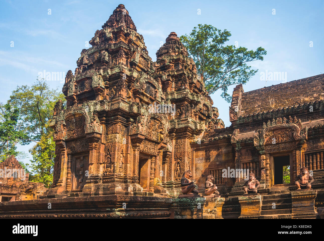 Mandapa, Khmer-Hindu Tempel Banteay Srei, Angkor Archäologischer Park, Provinz Siem Reap, Kambodscha Stockfoto