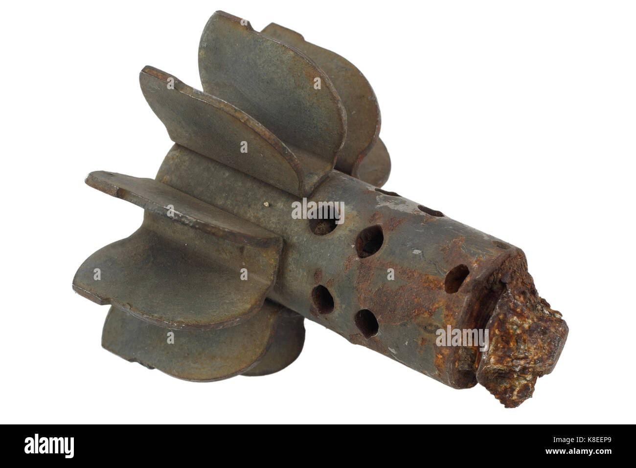 Fragment der Mörtel Bombe isoliert Stockfoto