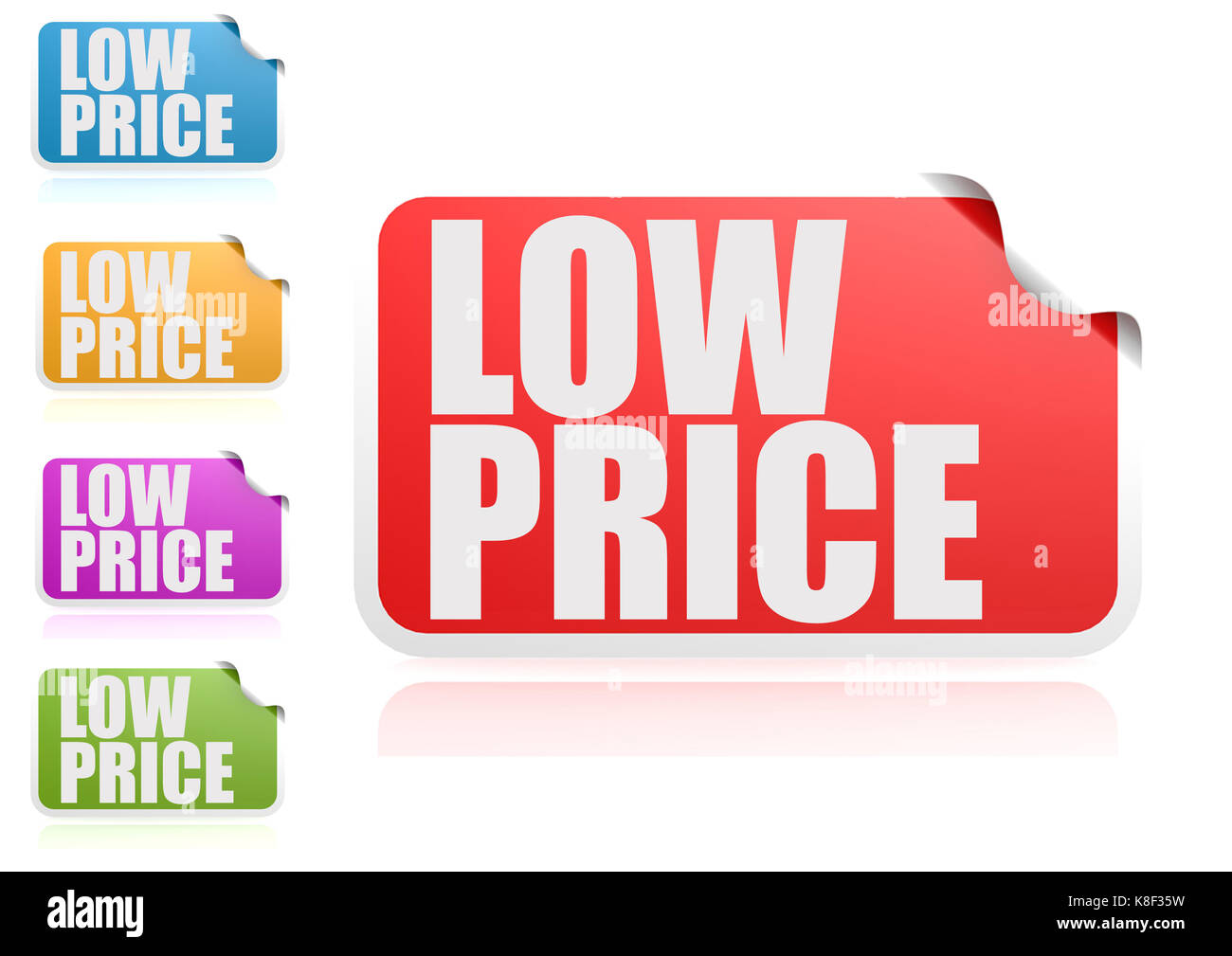 Niedriger Preis Beschriftungssatz Stockfoto