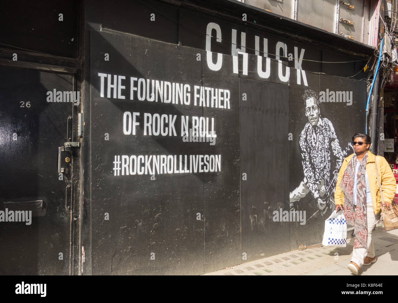 Ein Wandbild auf Dänemark Straße feiert die Gründung der Vater von Rock und Roll, Charles Edward Anderson Berry (AKA Chuck Berry). Stockfoto