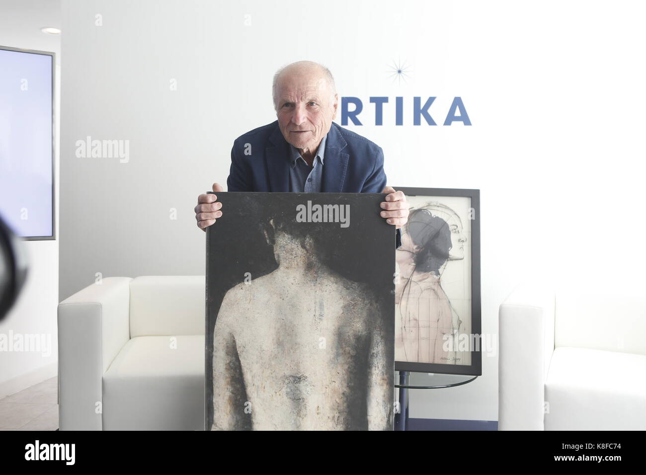 Madrid, Spanien. 19 Sep, 2017. Der Maler und Bildhauer Antonio Lopez während der Präsentation Ausstellung'' Stellen und Blumen'' in Madrid Dienstag, Sept. 19, 2017 Credit: Gtres Información más Comuniación auf Linie, S.L./Alamy leben Nachrichten Stockfoto